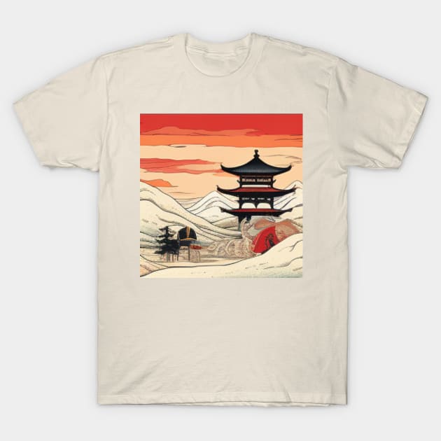 JAPANESE WOODBLOCK PRINT T-Shirt by SHAKIR GAUTAMA 